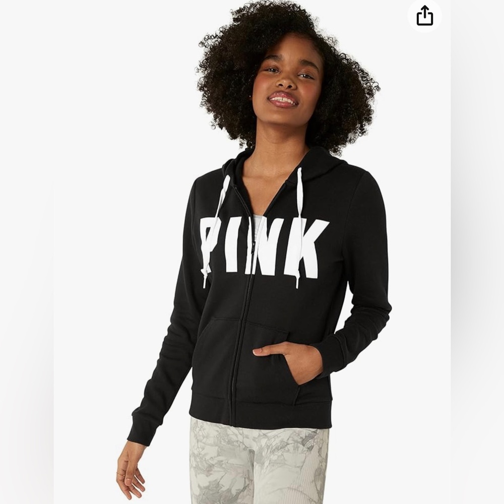 Women’s Black Victoria’s Secret PINK Fleece Zip Up Jacket
